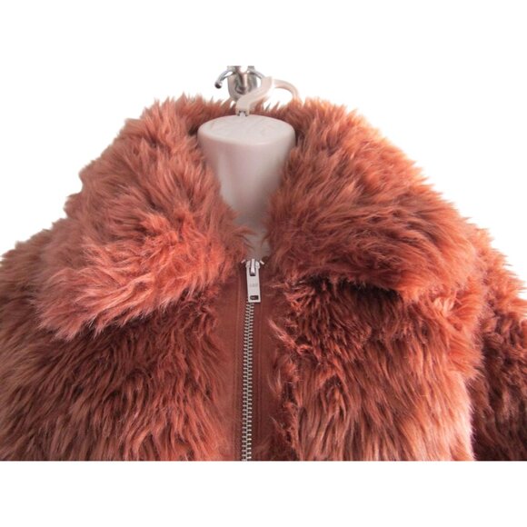 Abercrombie and Fitch XS Faux Fur Jacket In Rust Brown GUC - Picture 3 of 16